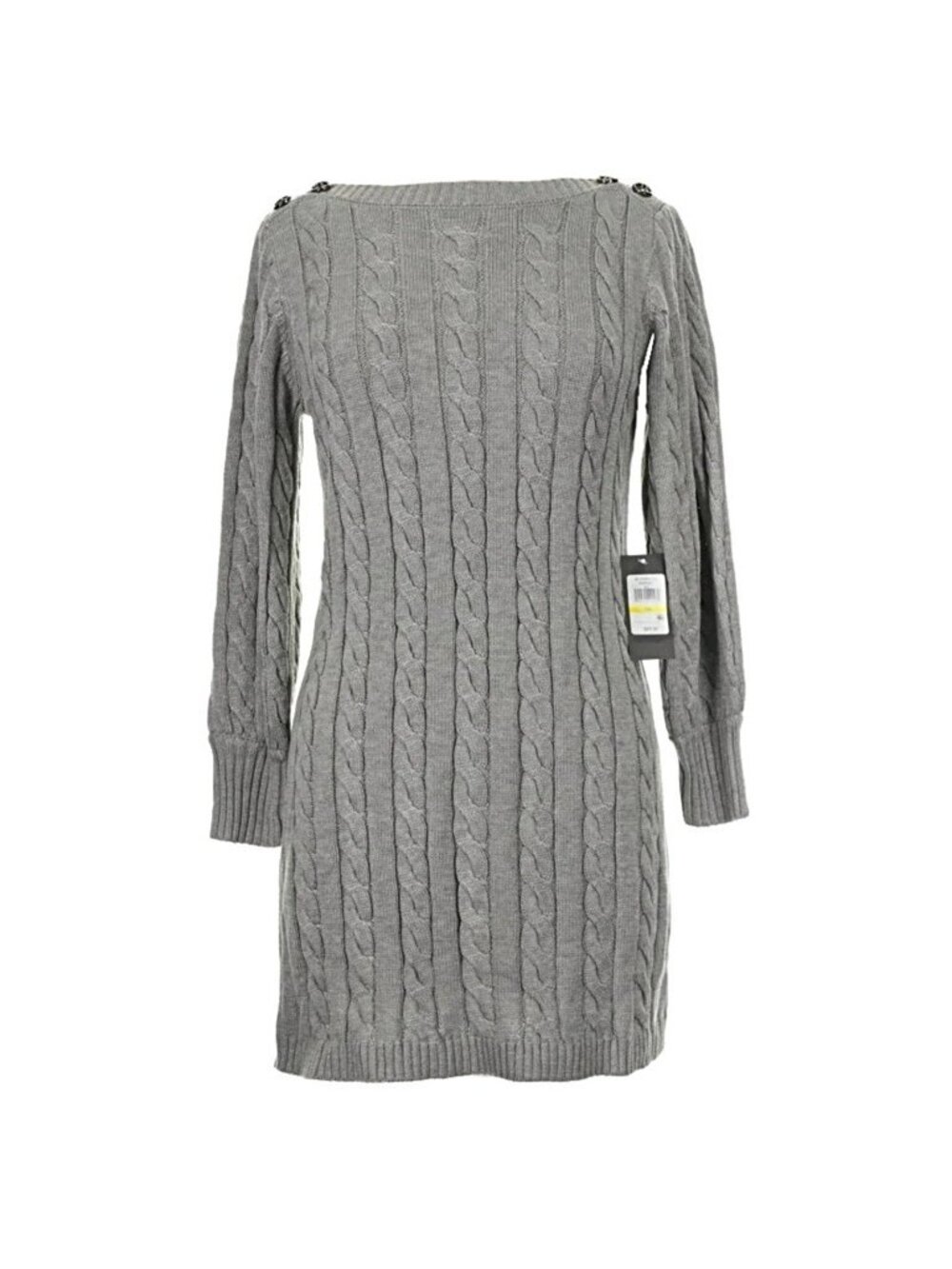 Jessica Howard Womens 3/4 Sleeve Cable Knit Dress Gray Size Medium NWT